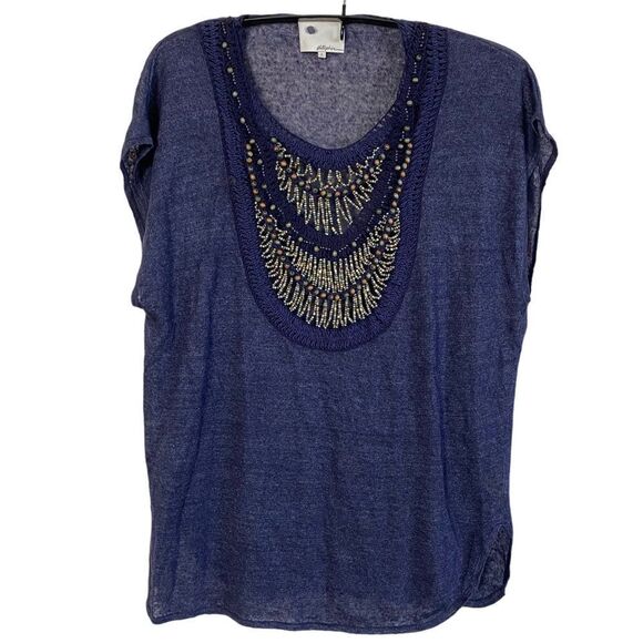 3.1 Phillip Lim Oversized 100% Linen Beaded Neckline Tunic Sz L - Picture 11 of 12